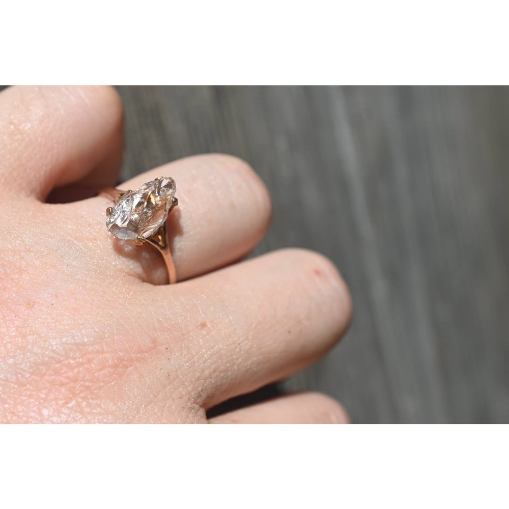14k Rose Gold Ring Raw Stone Ring Rough Diamond Ring Wedding Band Unique